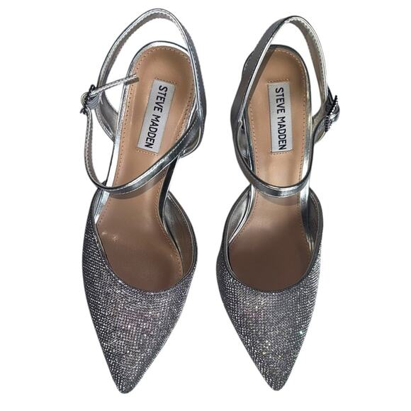 Steve Madden Silver HAVYNN Silver point toe Heels Size 8.5 - Picture 5 of 14